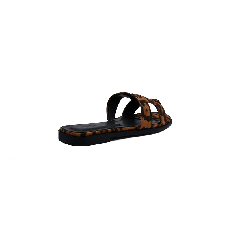 Hermes Oran Flat Slide leather sandals with snake animal print Woman H38-17 Tiger - 2