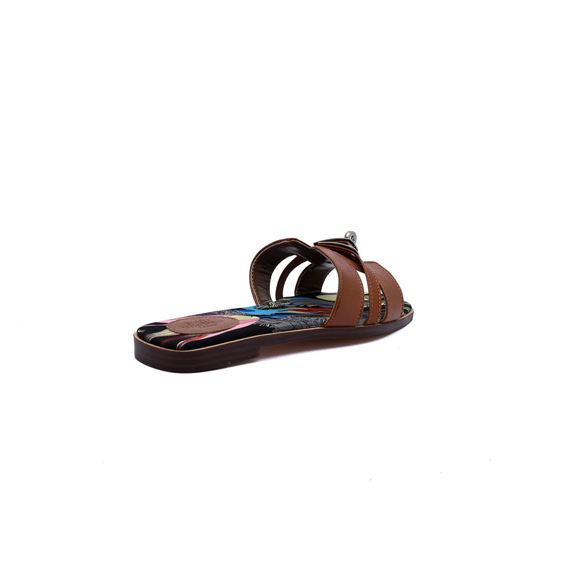 Hermès Giulia Oran Flat Sandals Plated Kelly Buckle Women H9-32 Havan - 2