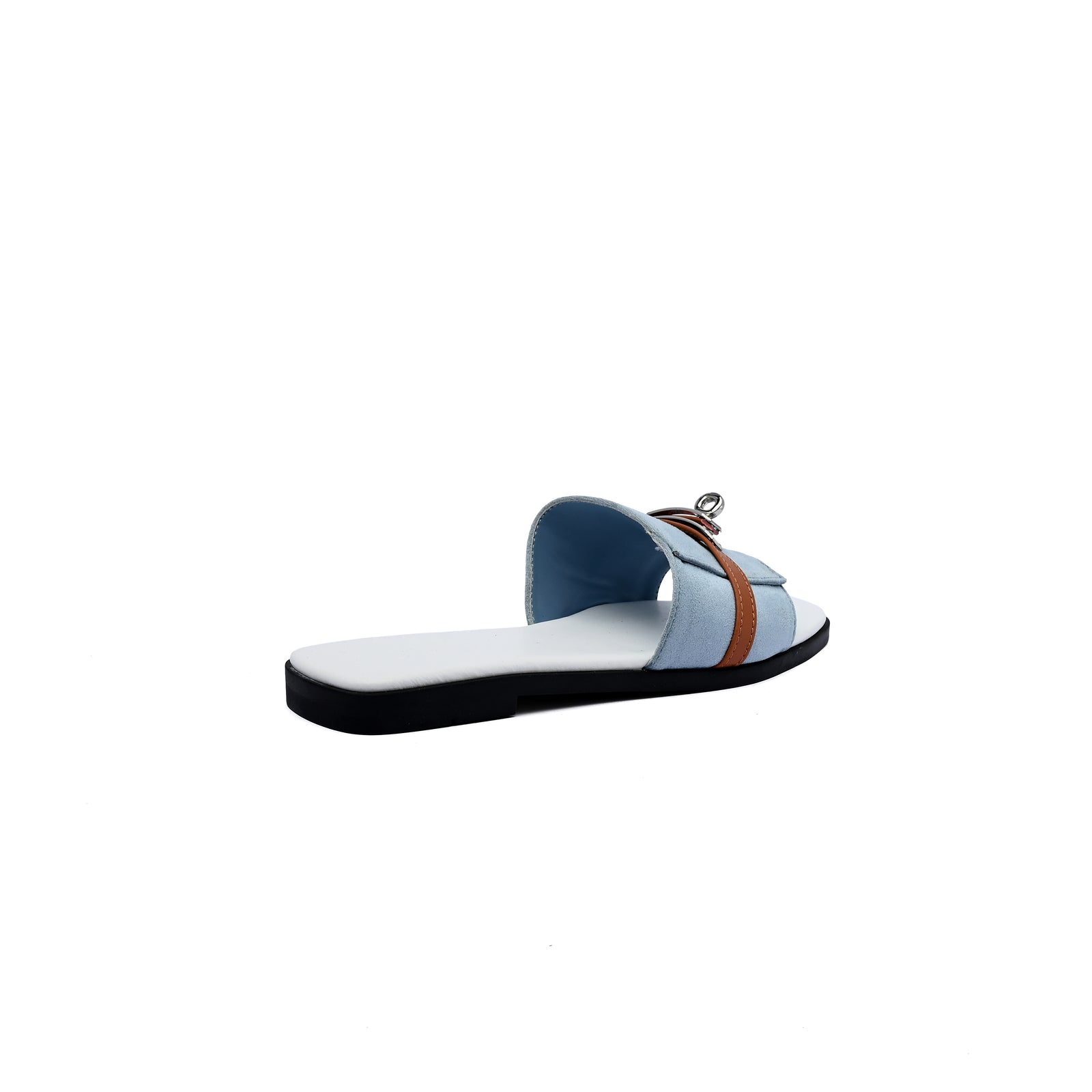 Hermes Giulia Sandal In Suede Goatskin And Calfskin With Iconic Palladium-Plated Kelly Buckle Woman H9-25 Baby Blue - 2