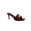 LOEWE Pebble Slide Leather Mules Heels Woman 053 Burgundy - 1