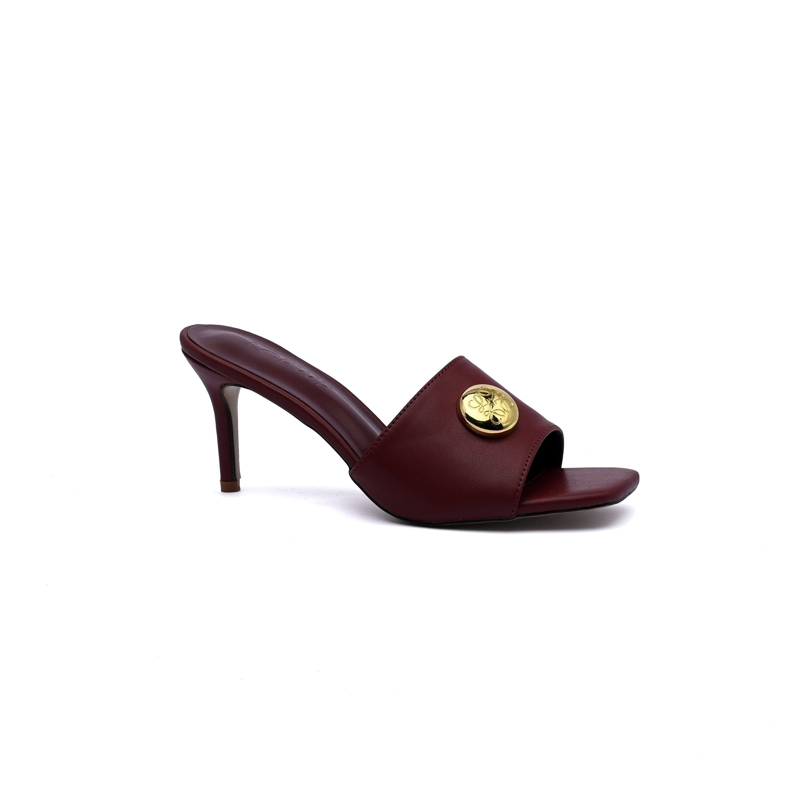 LOEWE Pebble Slide Leather Mules Heels Woman 053 Burgundy - 1
