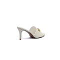 LOEWE Pebble Slide Leather Mules Heels Woman 053 Off-White - 2