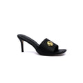 LOEWE Pebble Slide Leather Mules Heels Woman 053 Black - 1