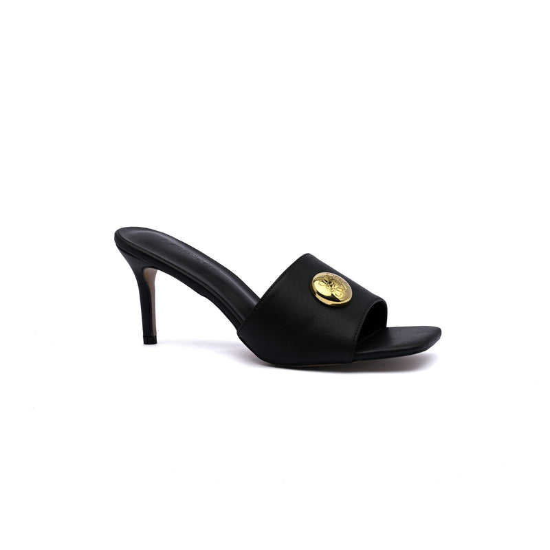 LOEWE Pebble Slide Leather Mules Heels Woman 053 Black - 1