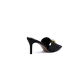 LOEWE Pebble Slide Leather Mules Heels Woman 053 Black - 2