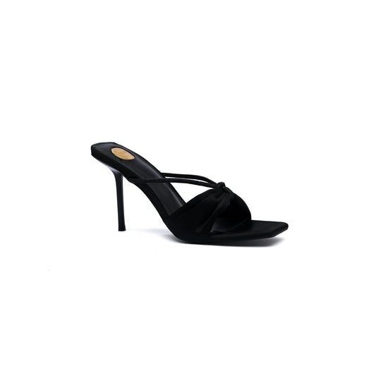 Saint Laurent Sexy Woman Slippers Heeled Open Toe for Women 71-7 Black