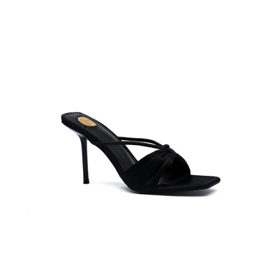 Saint Laurent Sexy Woman Slippers Heeled Open Toe for Women 71-7 Black