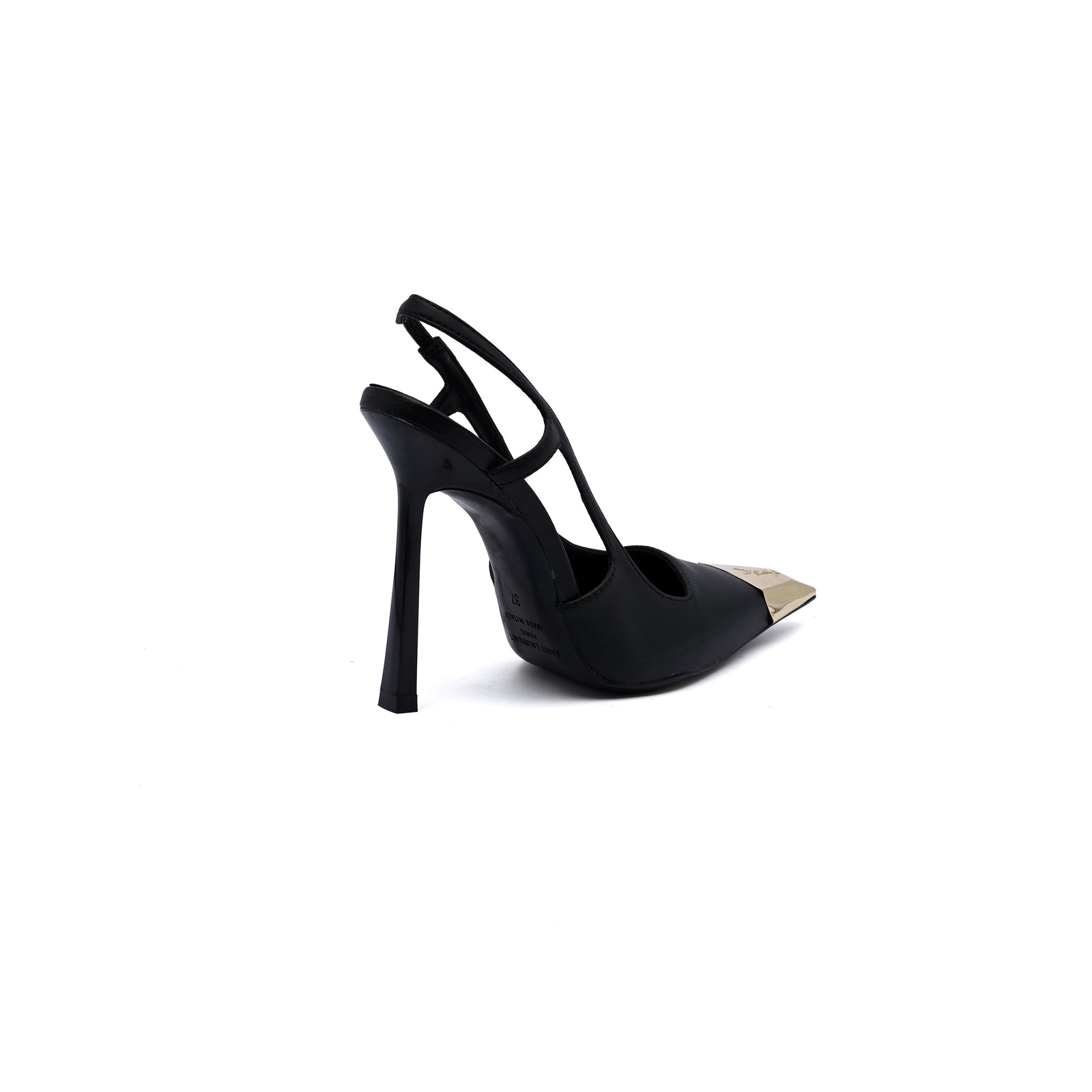 Saint Laurent Gold Tipped Slingback Pumps Leather Opyum With distinctive heels Woman 227-8 Black - 2