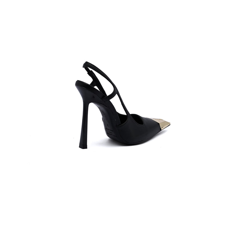 Saint Laurent Gold Tipped Slingback Pumps Leather Opyum With distinctive heels Woman 227-8 Black - 2