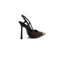 Saint Laurent Gold Tipped Slingback Pumps Leather Opyum With distinctive heels Woman 227-8 Brown - 2