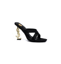 Saint Laurent Opyum Satin Mules With distinctive heels Woman 1259 Black - 1