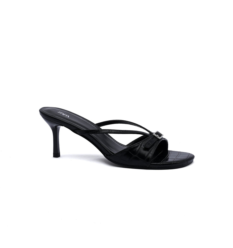 Zara Mini With Buckle Detail Stylish Heels Woman 3068 Black - 1