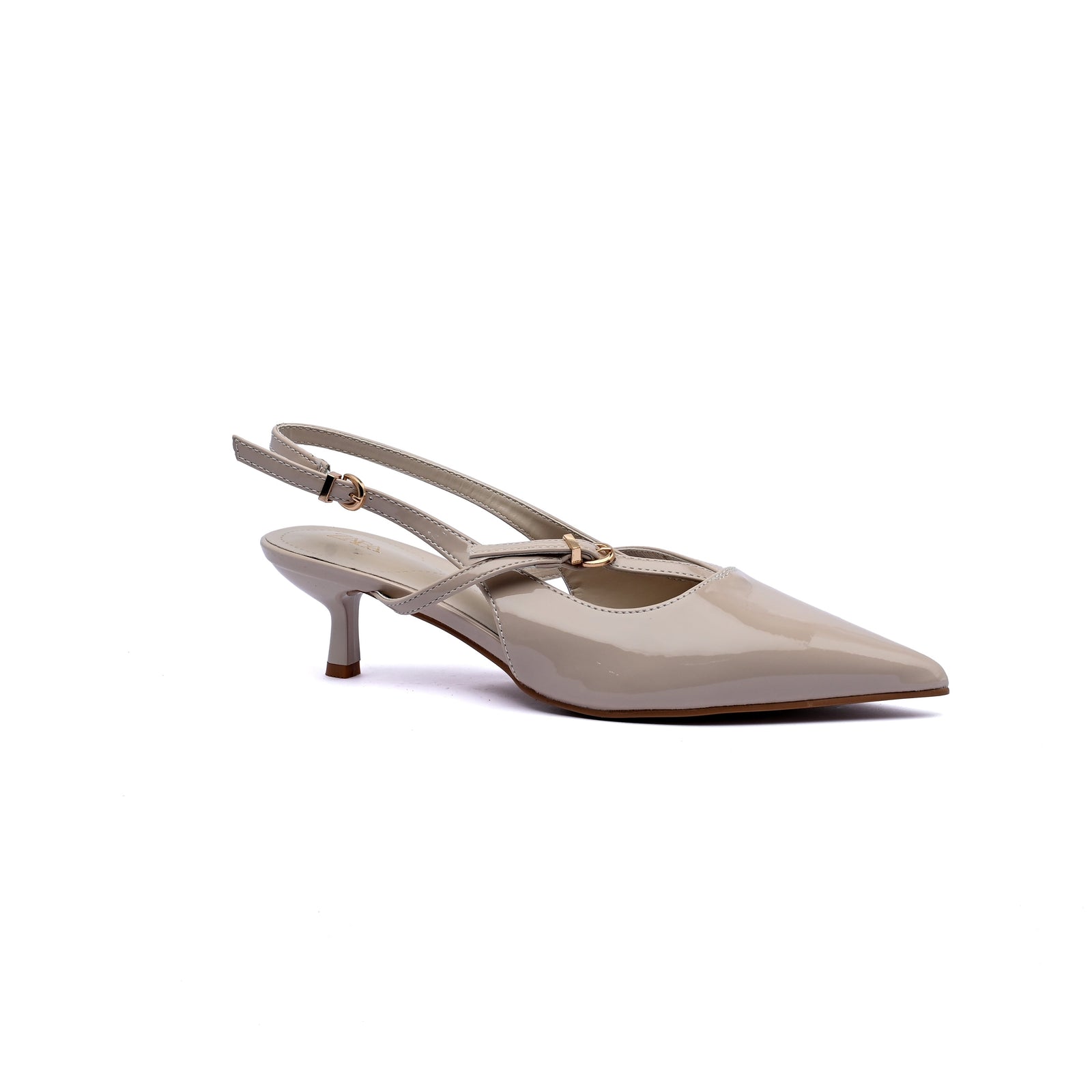 Zara Kitten Pumps with Buckles Heels for Women 8092 Beige - 1