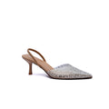 Zara Rhinestone Sling Back Heels Woman 7935 Beige - 1
