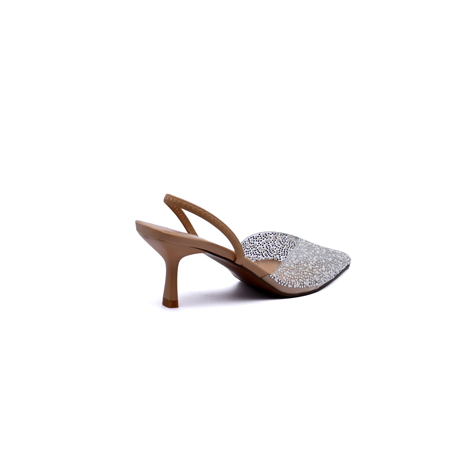 Zara Rhinestone Sling Back Heels Woman 7935 Beige - 2