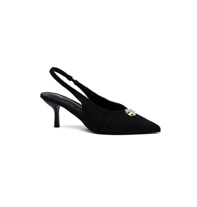 Zara Slingback Heels With Gold Medallion Woman 3044 Black