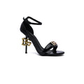 Dolce & Gabbana Sculpted Heel Baroque DG Patent Black Leather Sandal Heels Woman DG-19 Black - 1