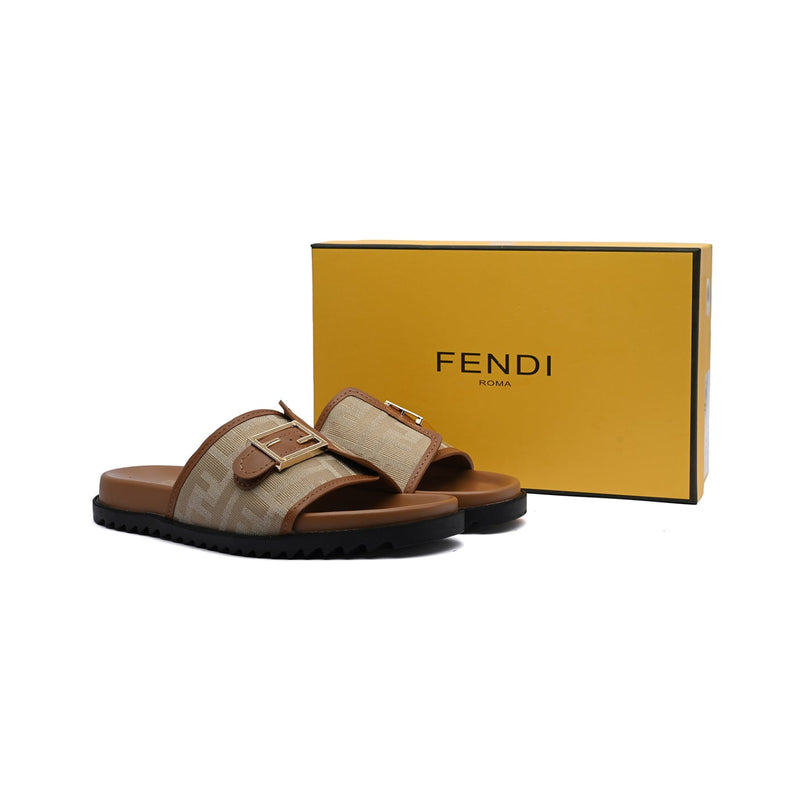 Fendi Slide Bucket Buckle Flat Slide Slipper Woman F1892-113 Beige - 4
