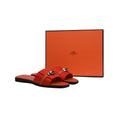 Hermes Giulia Sandal In Suede Goatskin And Calfskin With Iconic Palladium-Plated Kelly Buckle Woman H9-25 Orange - 4