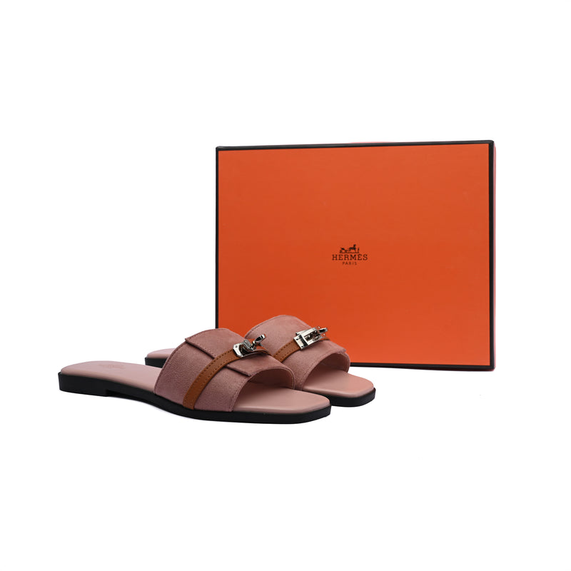 Hermes Giulia Sandal In Suede Goatskin And Calfskin With Iconic Palladium-Plated Kelly Buckle Woman H9-25 Pink - 4