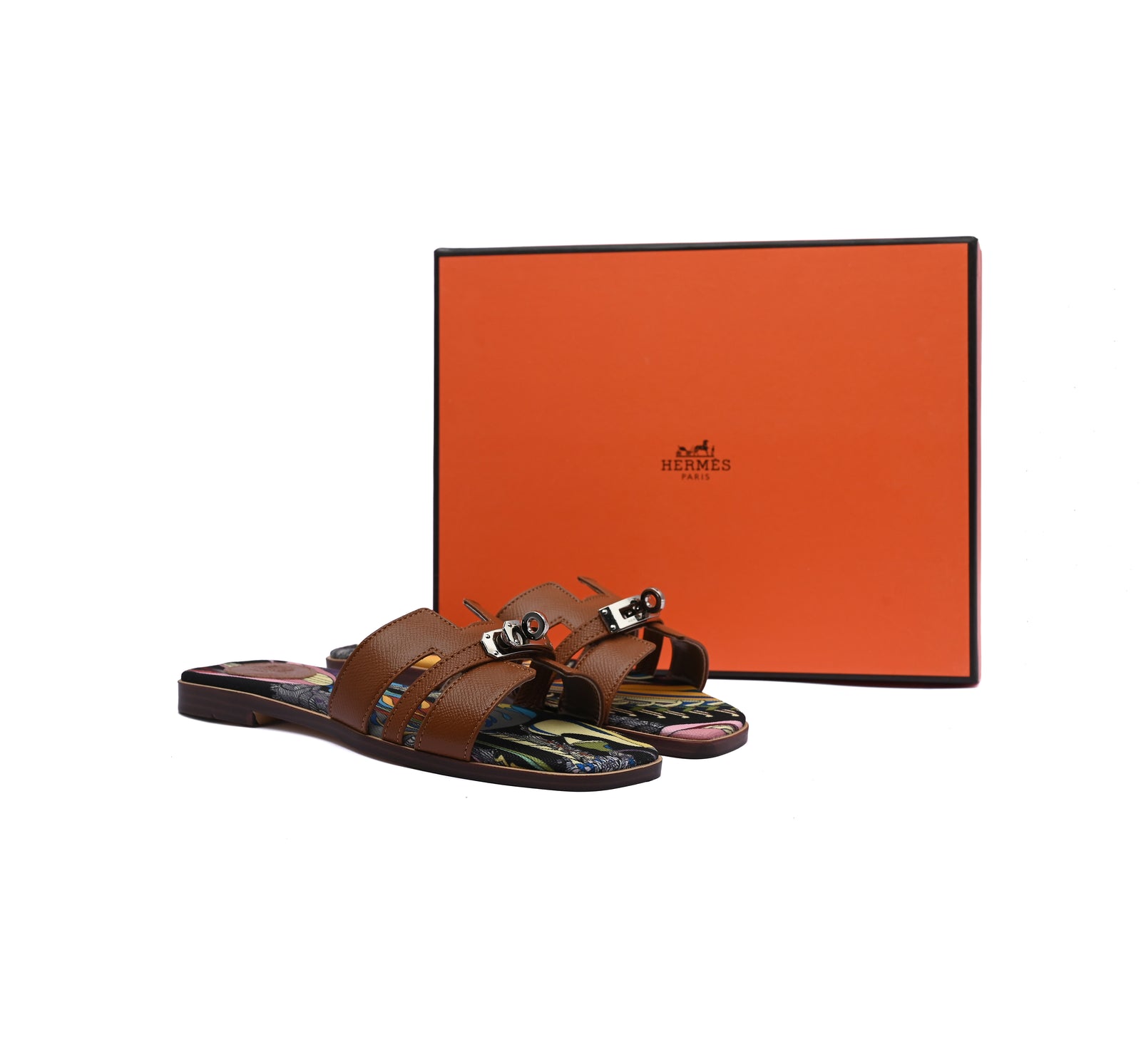 Hermès Giulia Oran Flat Sandals Plated Kelly Buckle Women H9-32 Havan - 4