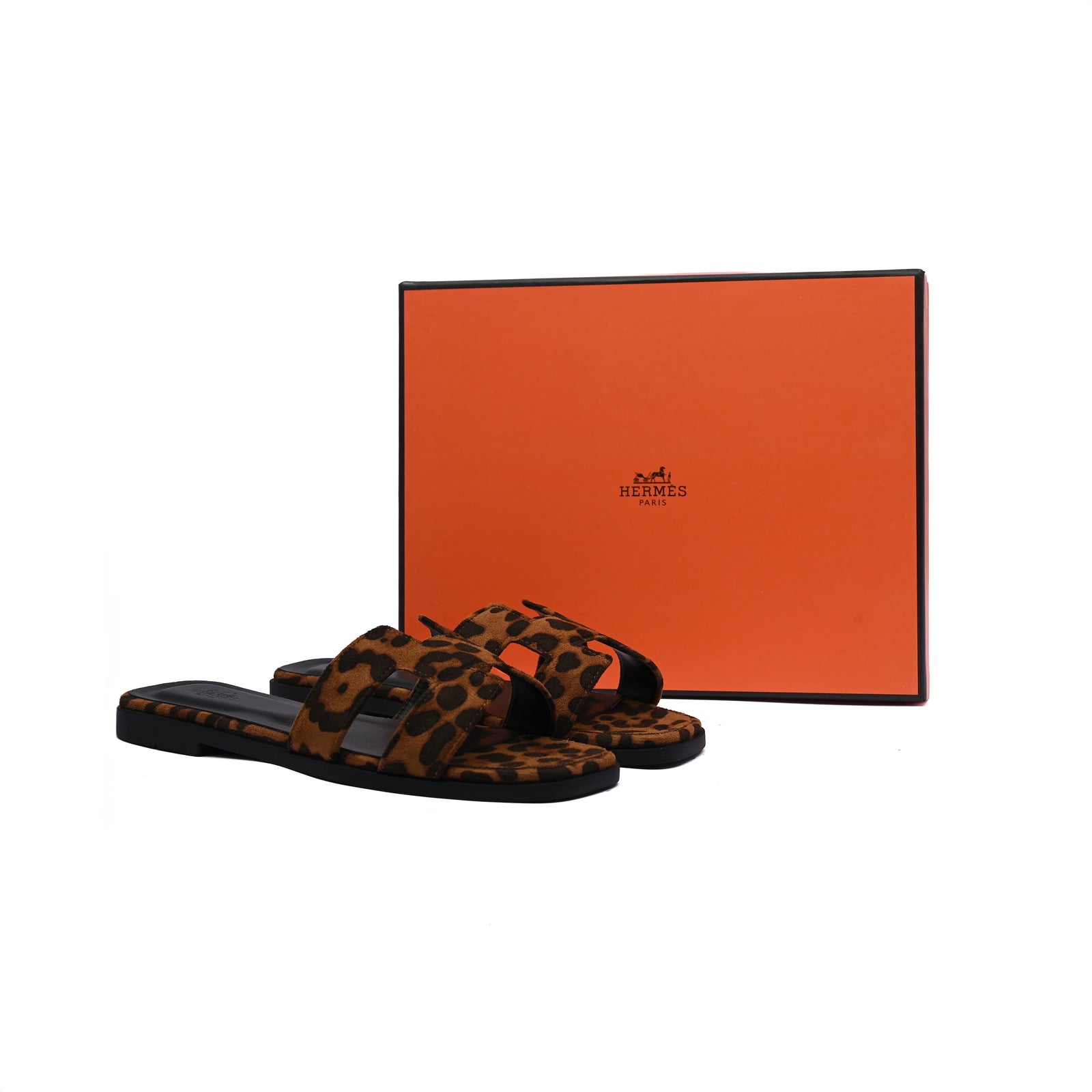Hermes Oran Flat Slide leather sandals with snake animal print Woman H38-17 Tiger - 4