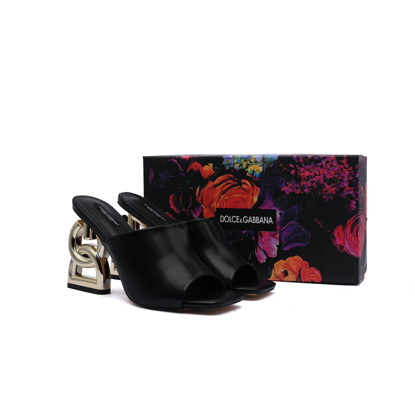 Dolce & Gabbana  Patent Leather Sandals Mules with Heel DG Woman 202-1 Black - 4