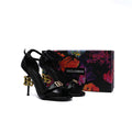 Dolce & Gabbana Sculpted Heel Baroque DG Patent Black Leather Sandal Heels Woman DG-19 Black - 4