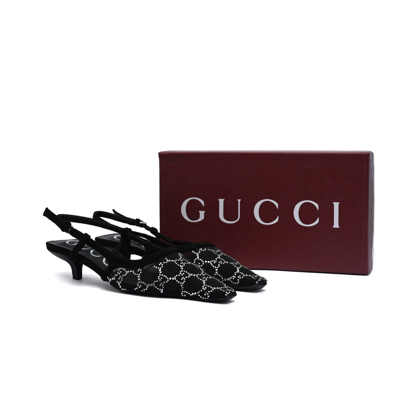 Gucci Luxury Slingback Sandals Mongoram Woman 1086 Black - 5
