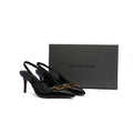 Balenciaga Square Knife BB Slingback Pumps Open Back 8812-5 Black - 4