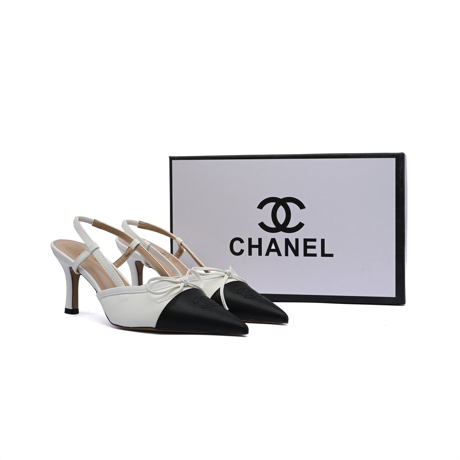 Chanel Luxury Leather Slides Designer High Heels Sandals Woman 7425 White - 4