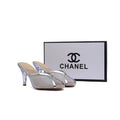 Chanel Crystal Embellished Open Toe Heels With Rhinestones And Clear 898-5 Silver - 4