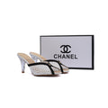 Chanel Designer Slide Chunky Block Heel Sandal with Woman 898-6 White - 4