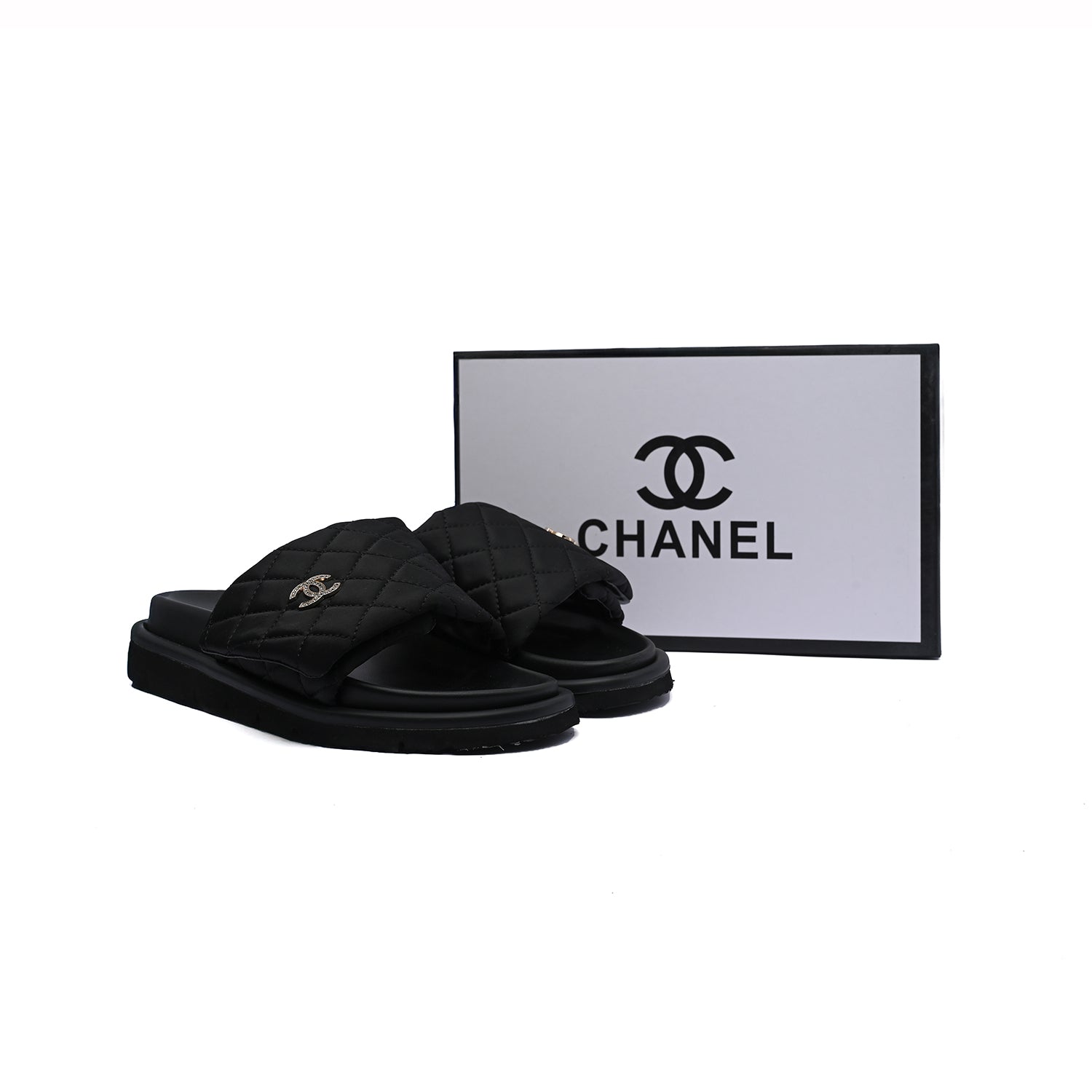 Chanel Lambskin Quilted CC Espadrille Slip On Slipper Woman 9958-8 Black - 4