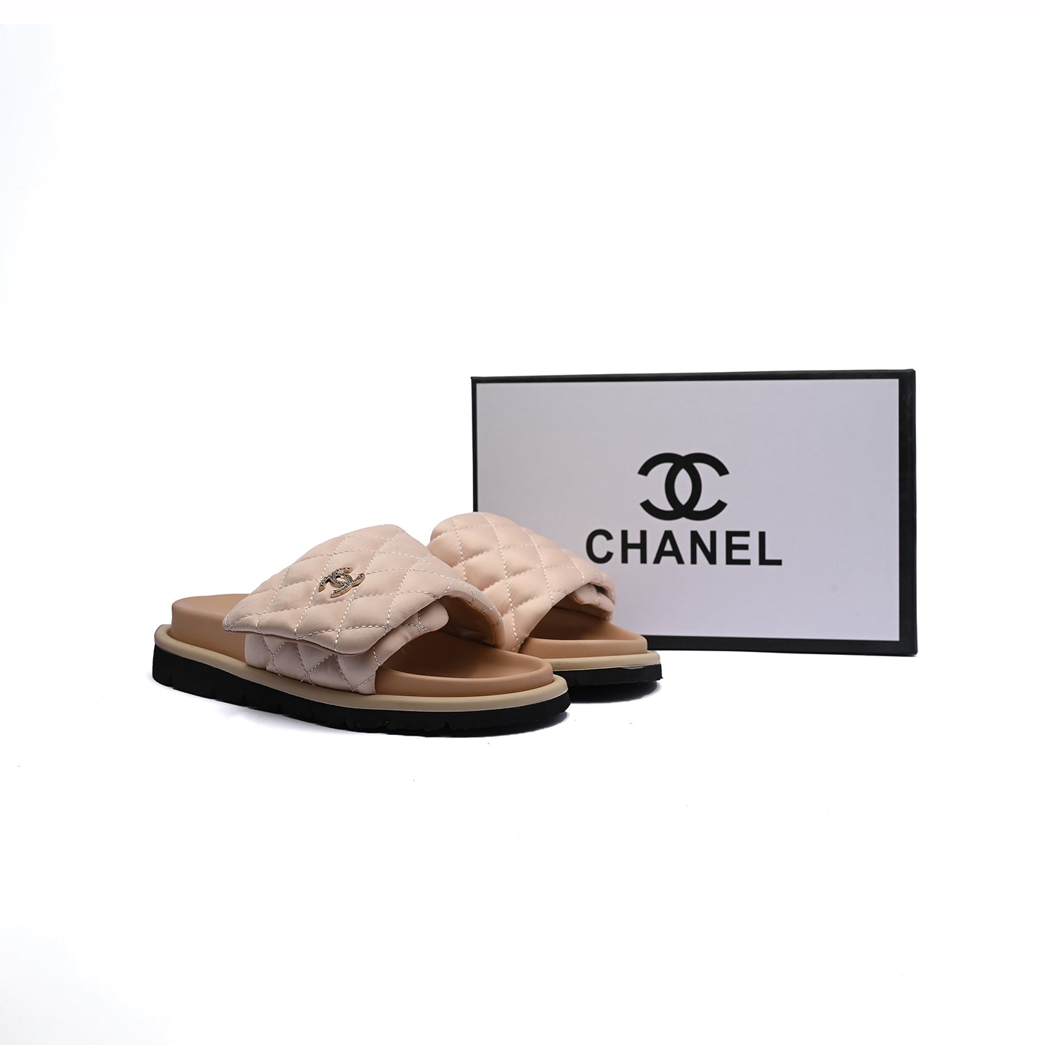 Chanel Lambskin Quilted CC Espadrille Slip On Slipper Woman 9958-8 Beige - 4