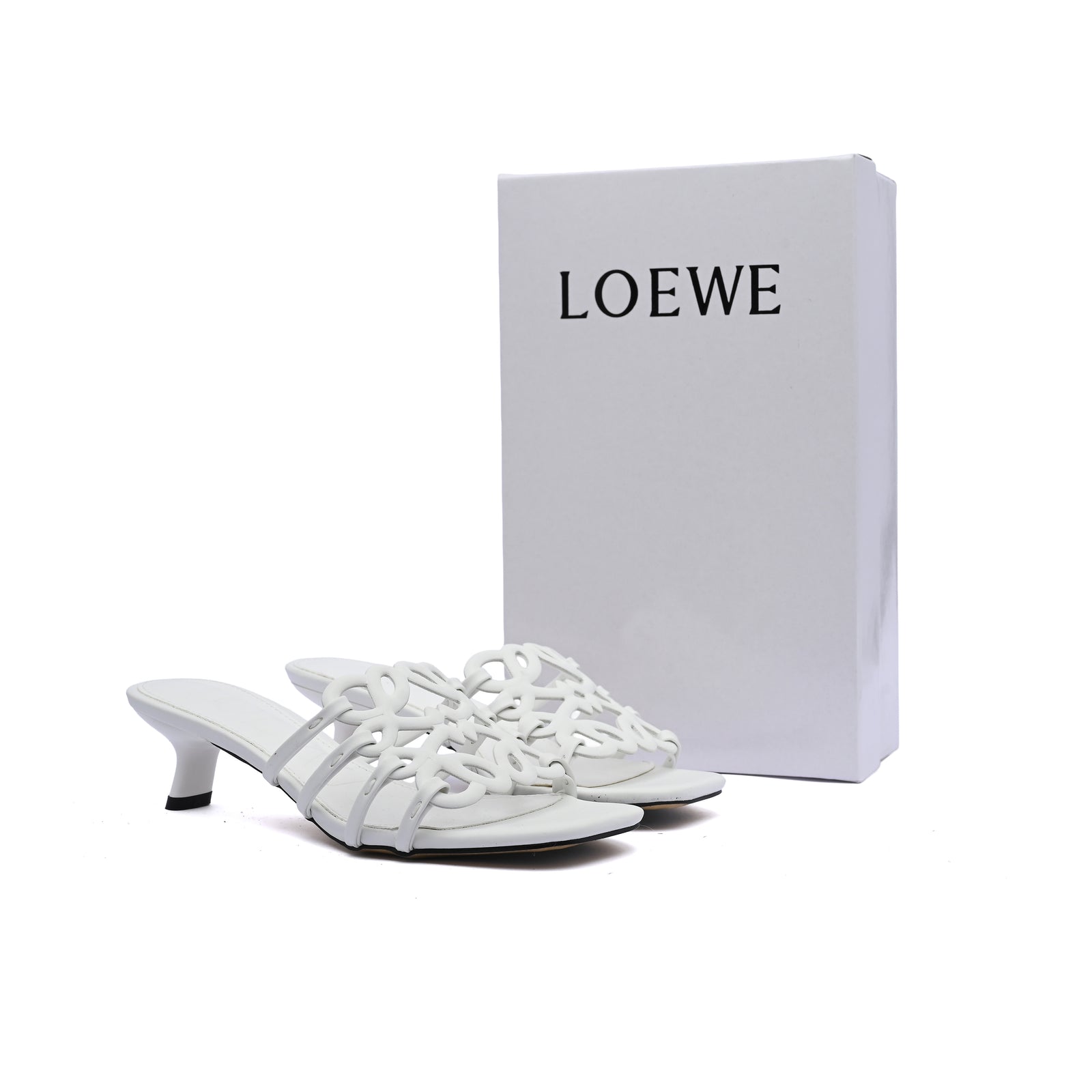 LOEWE Petal Anagram leather slides Anagram Woman 2508 White - 4