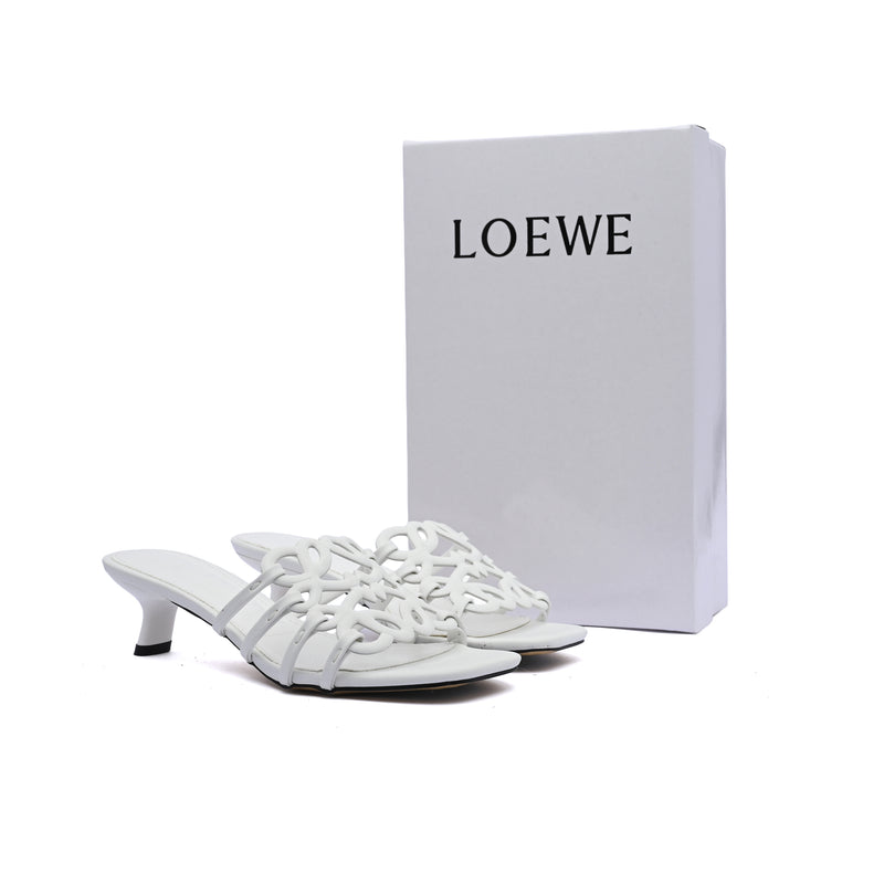 LOEWE Petal Anagram leather slides Anagram Woman 2508 White - 4