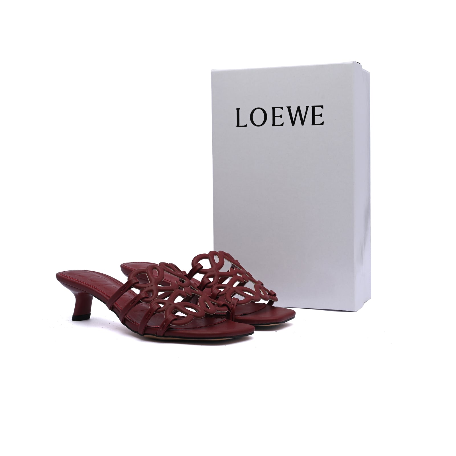 LOEWE Petal Anagram leather slides Anagram Woman 2508 Burgundy - 4