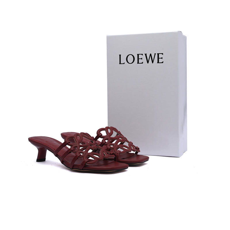 LOEWE Petal Anagram leather slides Anagram Woman 2508 Burgundy - 4