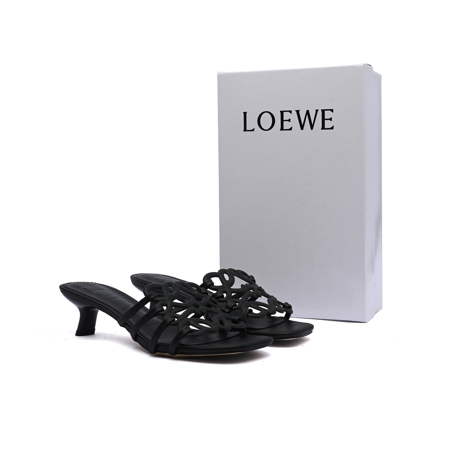 LOEWE Petal Anagram leather slides Anagram Woman 2508 Black - 4