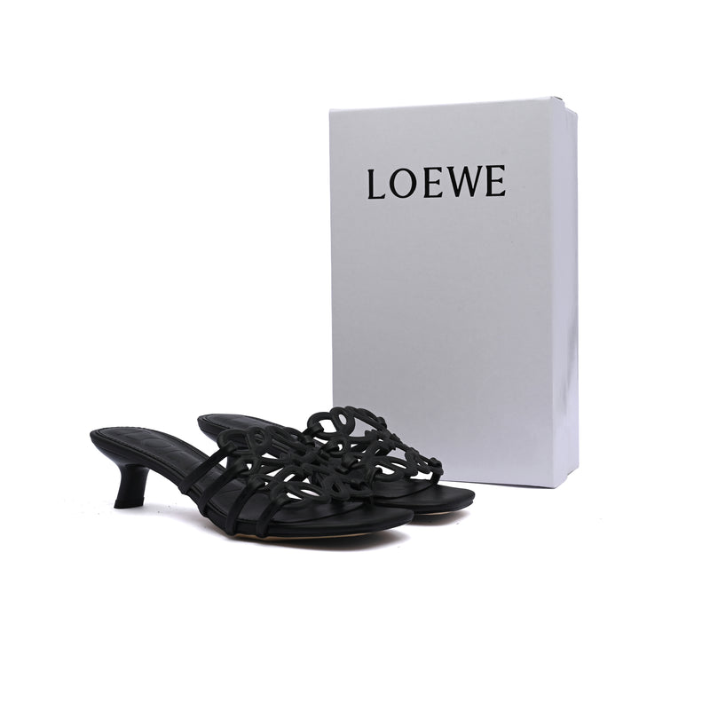 LOEWE Petal Anagram leather slides Anagram Woman 2508 Black - 4