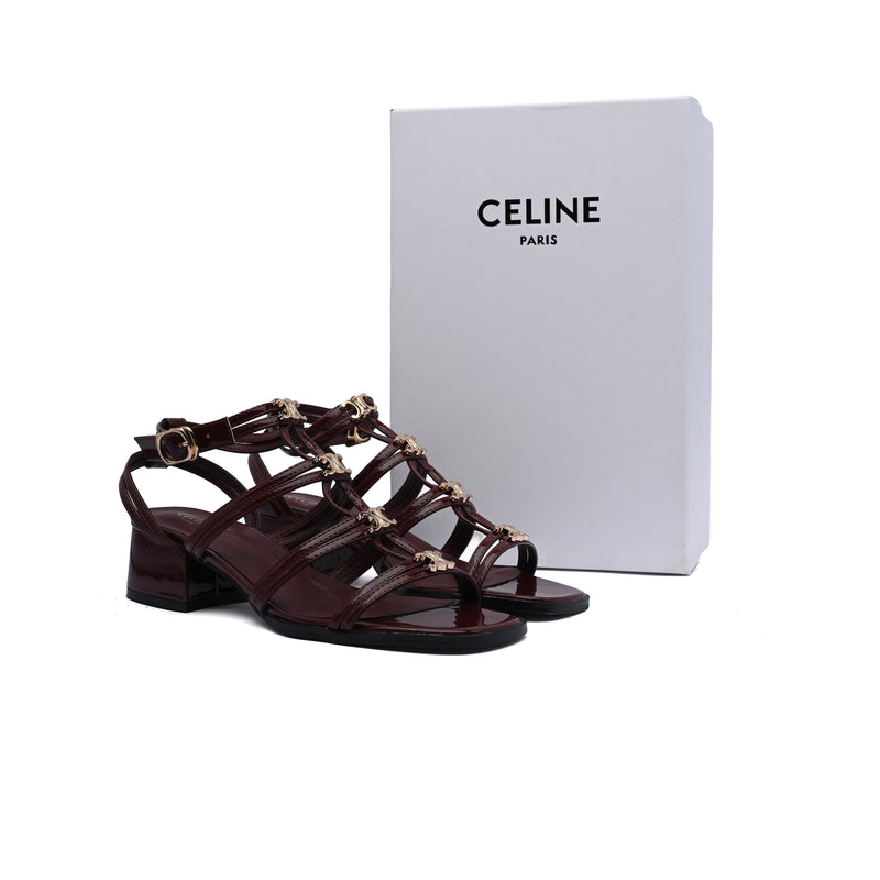 Celine Clemence Multi Triomphe Sandal in Lambskin Woman 3882-5 Burgundy - 4
