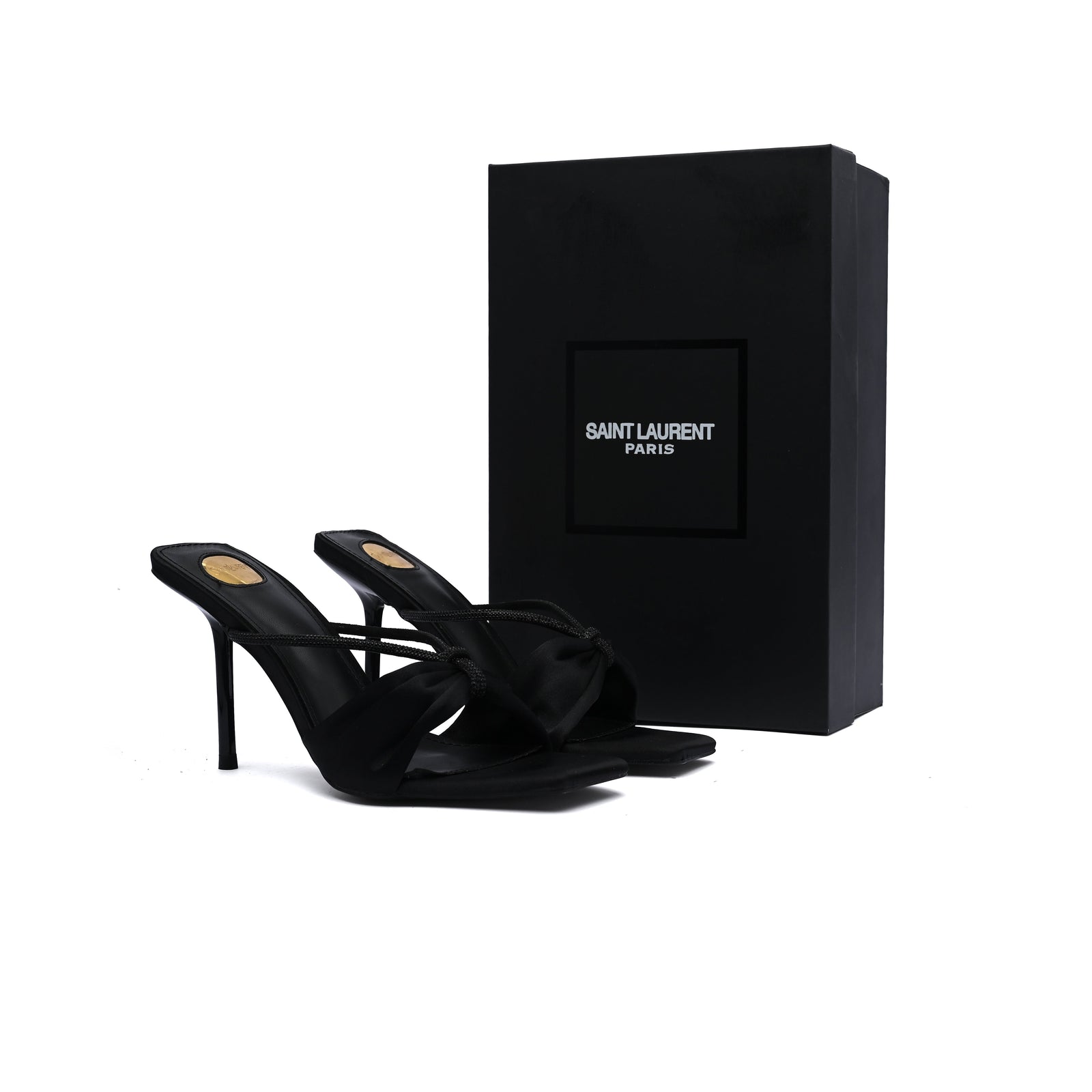 Saint Laurent Sexy Woman Slippers Heeled Open Toe for Women 71-7 Black - 4