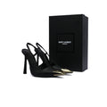 Saint Laurent Gold Tipped Slingback Pumps Leather Opyum With distinctive heels Woman 227-8 Black - 4