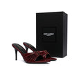 SAINT LAURENT Babylone embellished gathered glossed leather Tipped Slingback Pumps Woman Y5316-2 Burgundy - 4