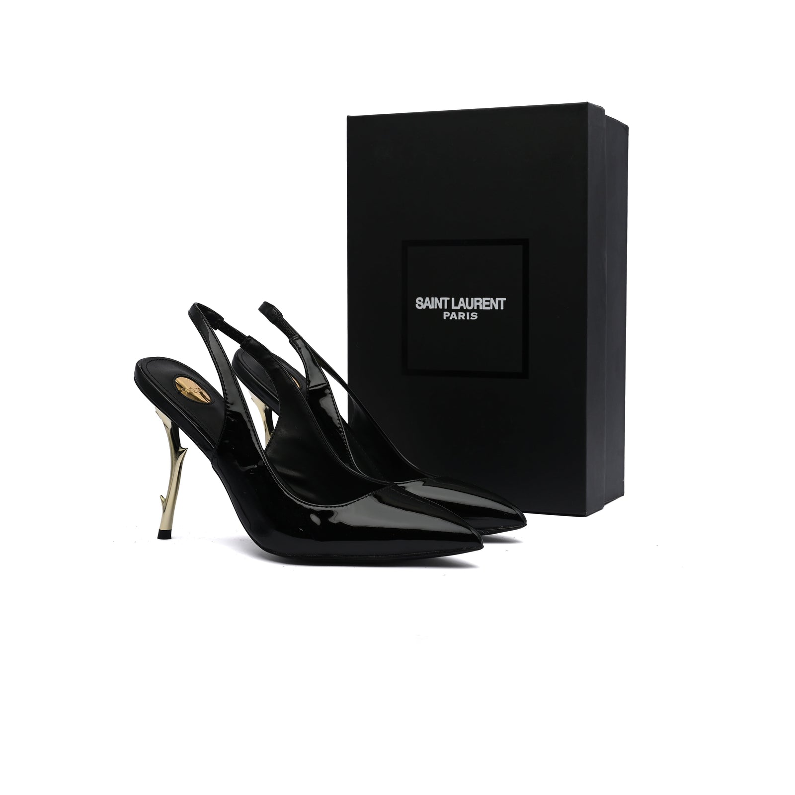 Saint Laurent Patent Calfskin Opyum Mules With distinctive heels Slingback Pump Woman 2601-1 Black - 3