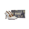 Dior Goolita Bow Crystal Mesh Mule Heels for Women 1688-1 White - 4