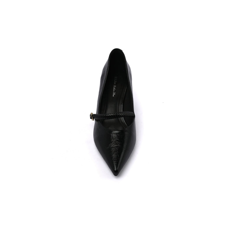 Pointed Toe Ladies Buckle Stiletto Heels Fashion PU Leather Woman 25258 Black - 3