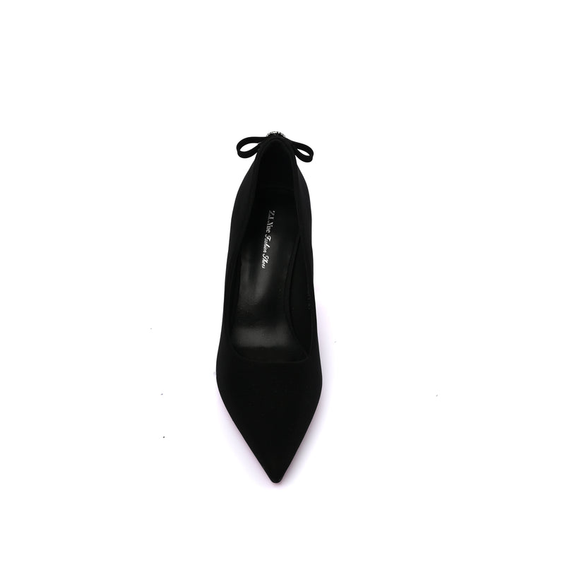 Pointed Stiletto Heel Shoes In Faux Suede Woman 25272 Black - 3