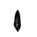 Pointed Stiletto Heel Shoes In Faux Suede Crystal embellished Pump Woman 25261 Black - 3